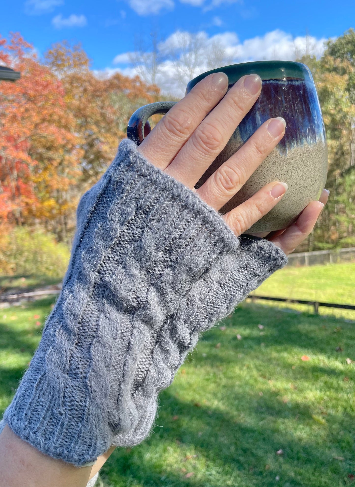 Cabled Alpaca Wrist Warmers